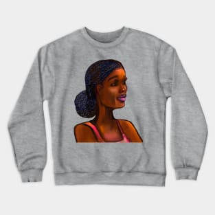 Afro queen III - Mahagony brown skin girl with braided,  black African woman Crewneck Sweatshirt